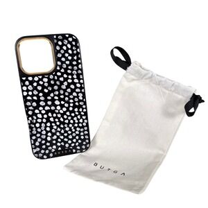 Burga Elite iPhone 16 Pro Max Case Black Dalmatian Dot Gold Bezel Protective